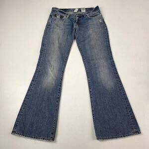 VTG Y2K Lucky Brand Jeans Womens 2 26 Blue Lil' Maggie Flare Dungarees USA